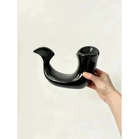 Midcentury Modern Fish Shaped Vintage Ceramic Black Ash tray / Catchall Dish - Picture 4 of 9